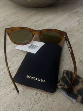 Veronica Beard Brown Tortoise Frame Sunglasses with Green Lenses